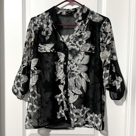 River Island: Floral Sheer  Shirt - Picture 1 of 5